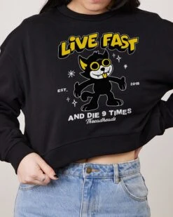 Live Fast And Die Nine Times Crop Jumper