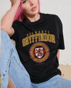 Harry Potter Gryffindor College T-Shirt -Thread Heads Sale Store Black Front ad90b2d0 288f 4a85 bebe 441a5495e19b