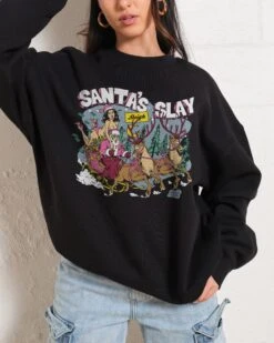 Santa Slay Sweatshirt 8 Santa Slay Sweatshirt -Thread Heads Sale Store Black Jumper Women Front 7edd19c4 6ee7 446c 8448 c446d742f521
