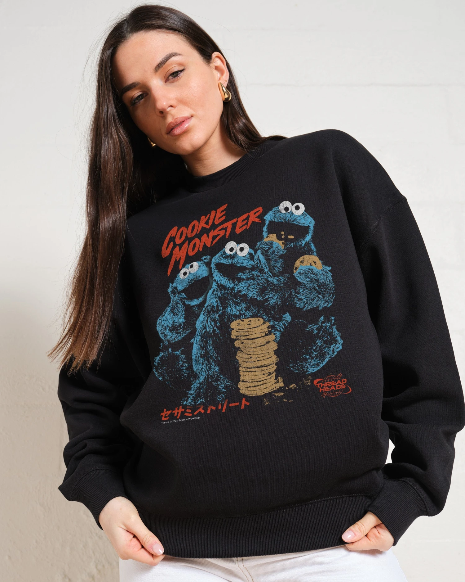 Sesame Street Cookie Kaiju Sweatshirt 4 Sesame Street Cookie Kaiju Sweatshirt - Image 2