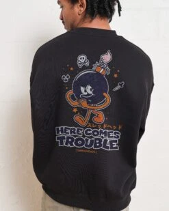 Here Comes Trouble Sweatshirt -Thread Heads Sale Store Black Men Jumper Back