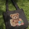 Spell It Out Teddy Tote Bag -Thread Heads Sale Store Black ToteBags b0138e11 f861 4f95 867f 46d89ee70bef