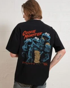 Sesame Street Cookie Kaiju Front And Back Oversized Tee