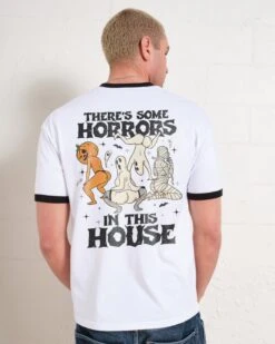 There's Some Horrors In This House Front And Back T-Shirt -Thread Heads Sale Store BlackRinger Back 2