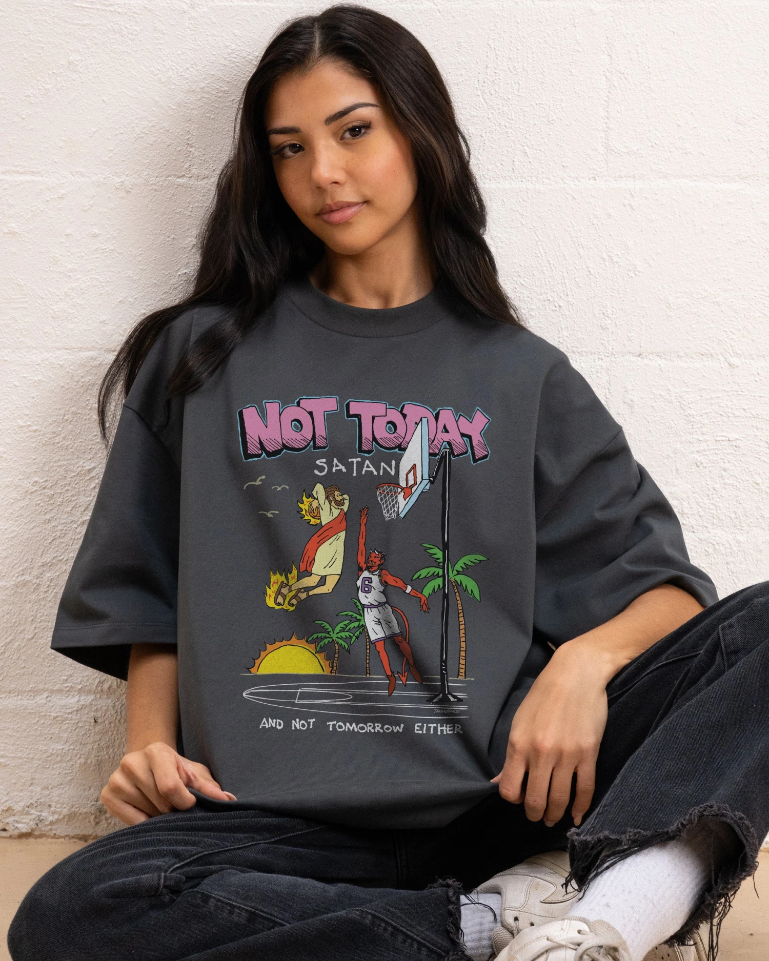 Not Today Satan Oversized Tee 3 Not Today Satan Oversized Tee