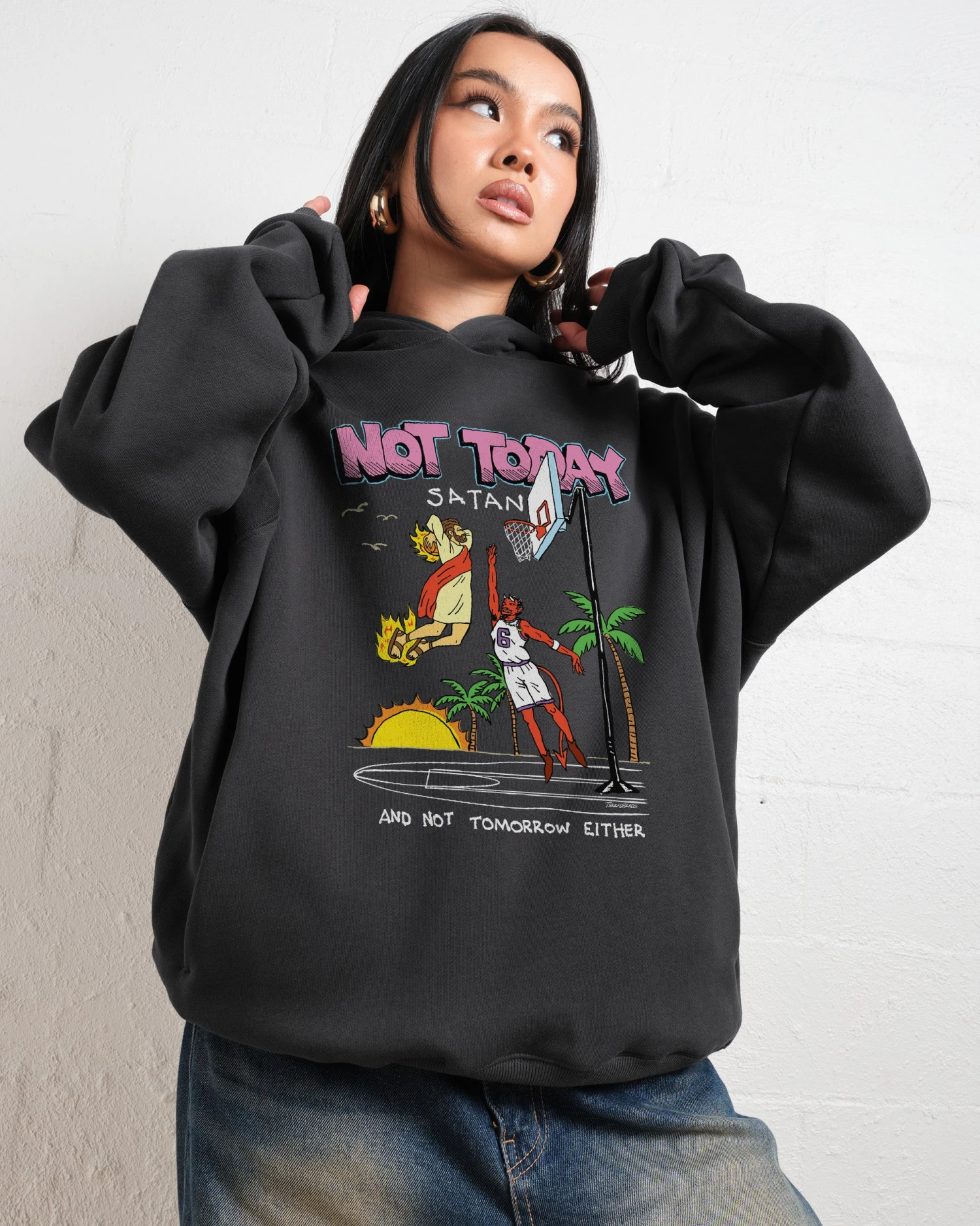 Not Today Satan Hoodie 4 Not Today Satan Hoodie - Image 2