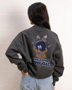 Here Comes Trouble Sweatshirt -Thread Heads Sale Store Coal Jumper Women Back 418410b6 8628 45bb 84ef ca516e30073e