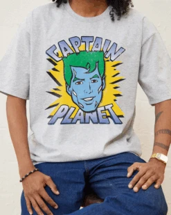Captain Planet T-Shirt -Thread Heads Sale Store Grey Front 3b7d985b 8032 47d2 8478 841047ee780e