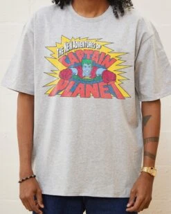 The New Adventures Of Captain Planet T-Shirt -Thread Heads Sale Store Grey Front 80eb6b94 787d 406c b6b5 53806504fb1f