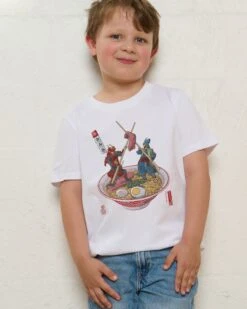 Samurai Duel Over Ramen Kids T-Shirt