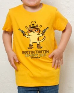 Rootin Tootin Cowboy Cat Kids T-Shirt -Thread Heads Sale Store KidsYellowTee 9a41c658 ed43 4a5f 9c70 5e70ddd8123a
