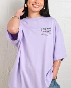 Call My Lawyer Oversized Tee -Thread Heads Sale Store Lilac Oversized Women Front