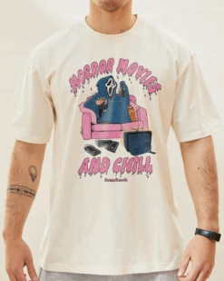 Horror Movies And Chill T-Shirt -Thread Heads Sale Store Natural Front a59033c8 a87b 4e48 bb1c 0f8230ec24a7