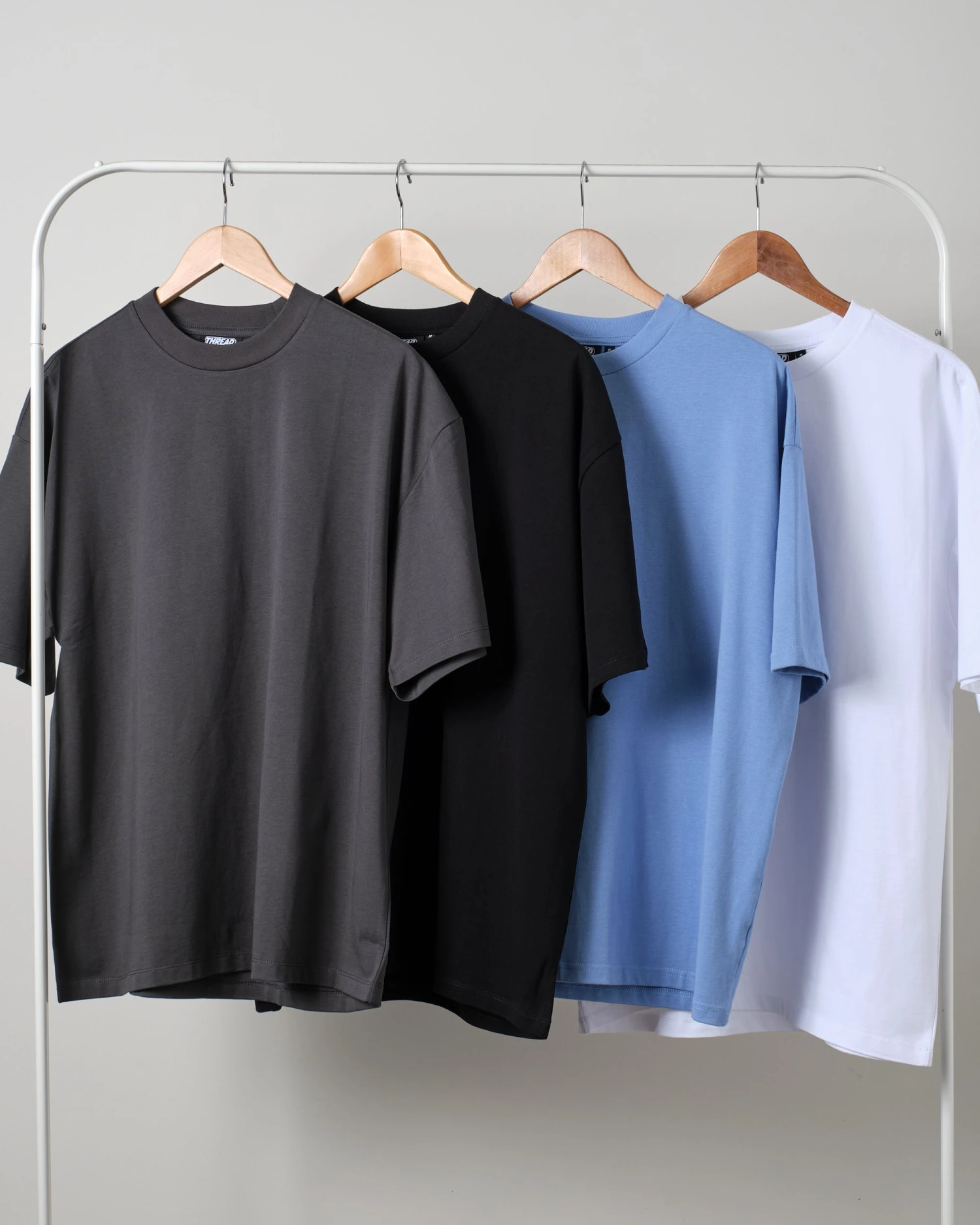 Oversized Tee 4 Pack: Charcoal, Black, Powder Blue, White 3 Oversized Tee 4 Pack: Charcoal, Black, Powder Blue, White