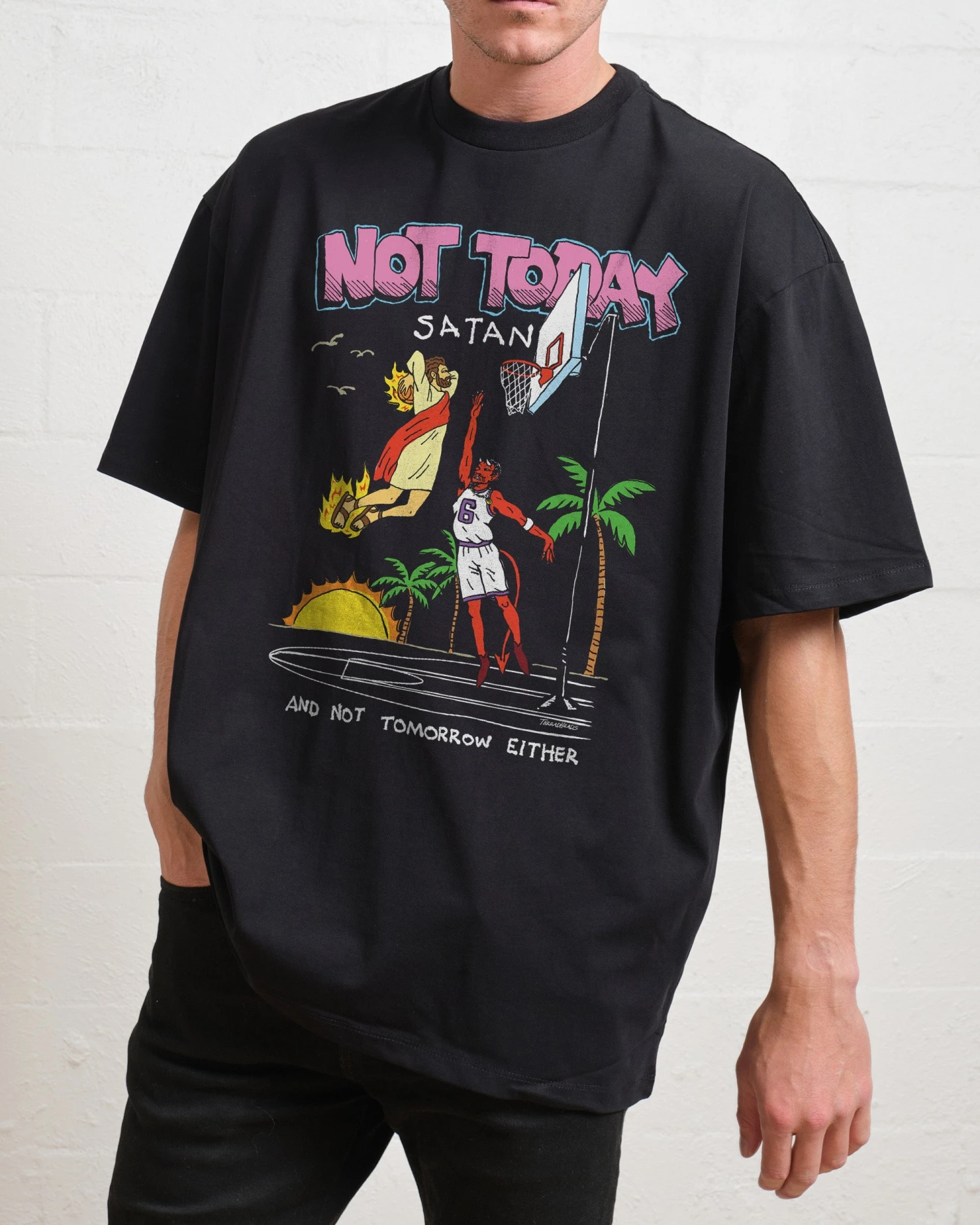 Not Today Satan Oversized Tee 5 Not Today Satan Oversized Tee - Image 3