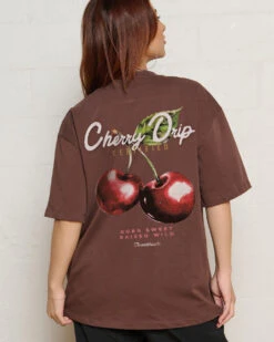 Cherry Drip Oversized Tee -Thread Heads Sale Store Oversized Tee Brown Back