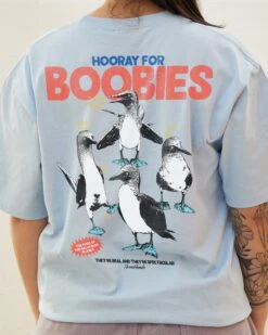 Hooray For Boobies Front And Back T-Shirt -Thread Heads Sale Store PaleBlue Back