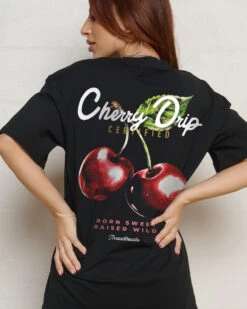 Cherry Drip T-Shirt -Thread Heads Sale Store Tee Black Back