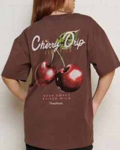 Cherry Drip T-Shirt -Thread Heads Sale Store Tee Brown Back