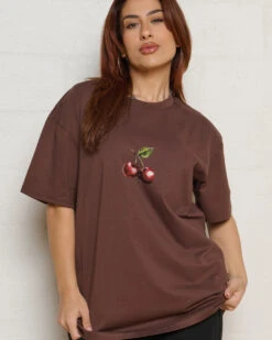 Cherry Drip T-Shirt -Thread Heads Sale Store Tee Brown Front