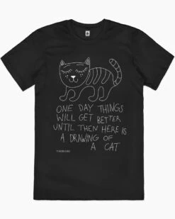 Drawing Of A Cat T-Shirt -Thread Heads Sale Store black Drawing Of A Cat mens tshirt