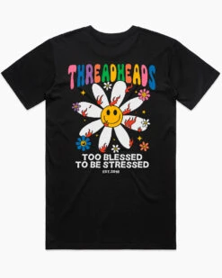 Too Blessed To Be Stressed T-Shirt -Thread Heads Sale Store black Mens T shirt Back 55887f70 ea15 424e b8ff a880a4d357de
