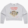 Stop Animal Testing Crop Jumper -Thread Heads Sale Store grey stop animal testing crop sweater