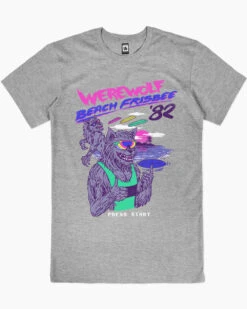 Werewolf Beach Frisbee T-Shirt -Thread Heads Sale Store grey werewolf beach frisbee mens tshirt