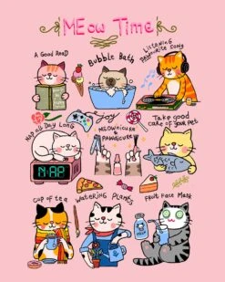 Meow Time T-Shirt -Thread Heads Sale Store pink meow time design