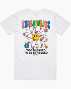 Too Blessed To Be Stressed T-Shirt -Thread Heads Sale Store white Mens T shirt Back